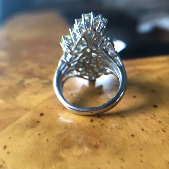Natural Peridot Sterling Silver Cocktail Ring Size 7 - Picture 5 of 8